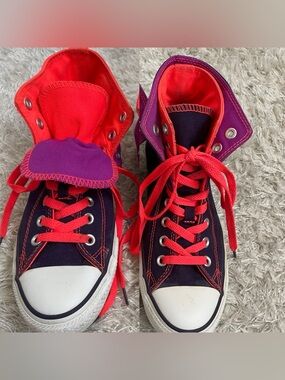 Converse Chuck Taylor All Star High Top Two Fold Sneakers Purple Orange Pink